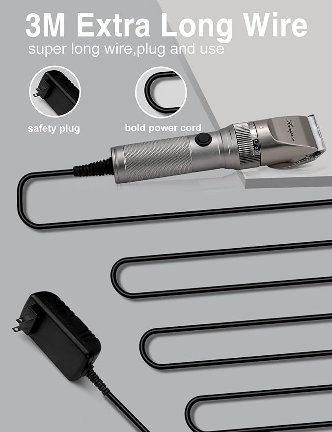 Dog Grooming Clippers High Power Dog Clipper for Thick Heavy Coats Low Noise Plug-in Pet Trimmer Pet Professional Grooming Clippers with Guard Combs Brush for Dogs Cats and Other Animals-Mewly Pet