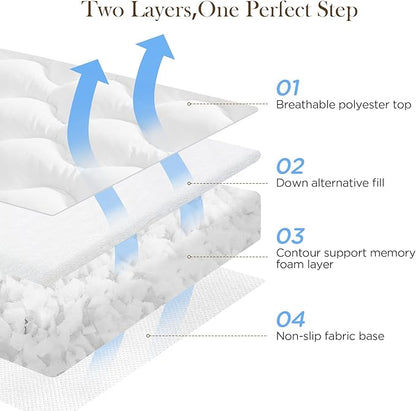 Decroom 3 Inch Memory Foam Mattress Topper Queen Size for Back Pain Relief, Thicked Down Alternative-Lined Mattress Pad，Filled with Breathable & Soft Memory Foam Pillow Top, 80x60x3 Inch