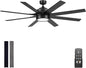 Honeywell Ceiling Fans Xerxes, 62 Inch Modern Indoor Ceiling Fan with Lights and Remote Control, Color Changing LED, 8 Dual Finish Blades, Reversible Motor - 51904-01 (Black)