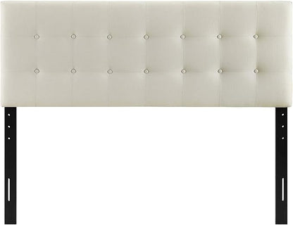Modway Emily Tufted Button Linen Fabric Upholstered King Headboard in Ivory