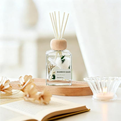 Reed Diffusers for Home, Bamboo Rain Scent 100ml （3.38oz） | Long-Lasting Natural Scented Oil for Use in Home, Bathroom, Office & Room Decor | Aromatherapy Air Freshener
