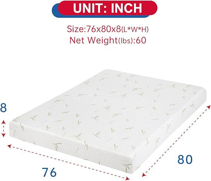 BestMassage | 8 Inch King Mattress | Gel Memory Foam | Medium Firm Feel | White | Bed in a Box, CertiPUR-US Certified | Pressure Relief, Cooling Ventilated Foam | Breathable Knit Cover