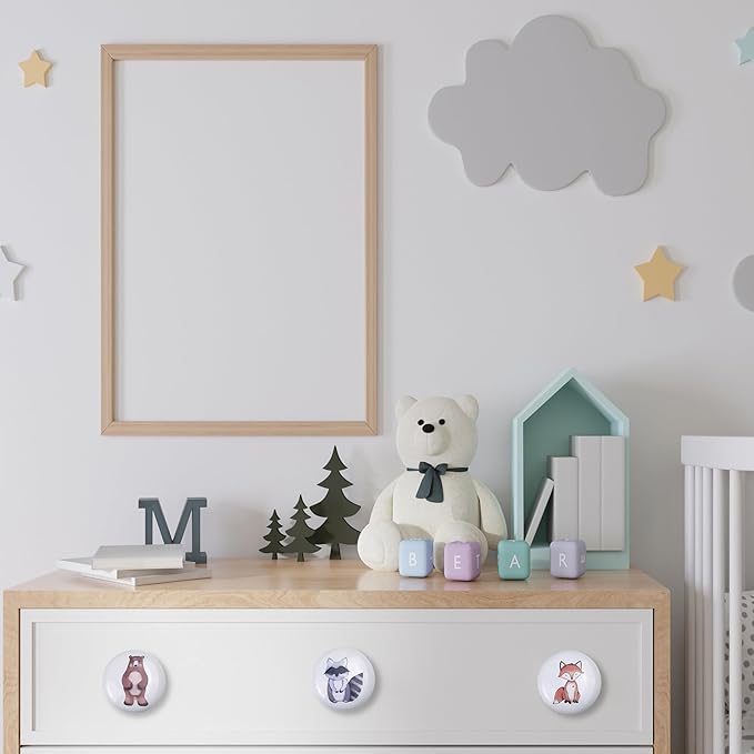 6pcs 1.5" 6 Pack Cute Nursery Kids Animals Ceramics Dresser Drawer Pulls Unique Decorative Cabinet Knobs (Rabbit)