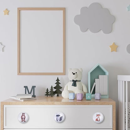 6pcs 1.5" 6 Pack Cute Nursery Kids Animals Ceramics Dresser Drawer Pulls Unique Decorative Cabinet Knobs (Rabbit)