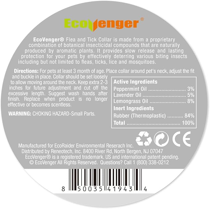EcoVenger Flea & Tick Collar Repellent 2-Pack White, Fits Both Dogs & Cats, Built-in Pant-Based Formula Strong Repellency Slow Release, Lasting Deterrence and Protection, Pleasant Aroma, Waterproof-Mewly Pet