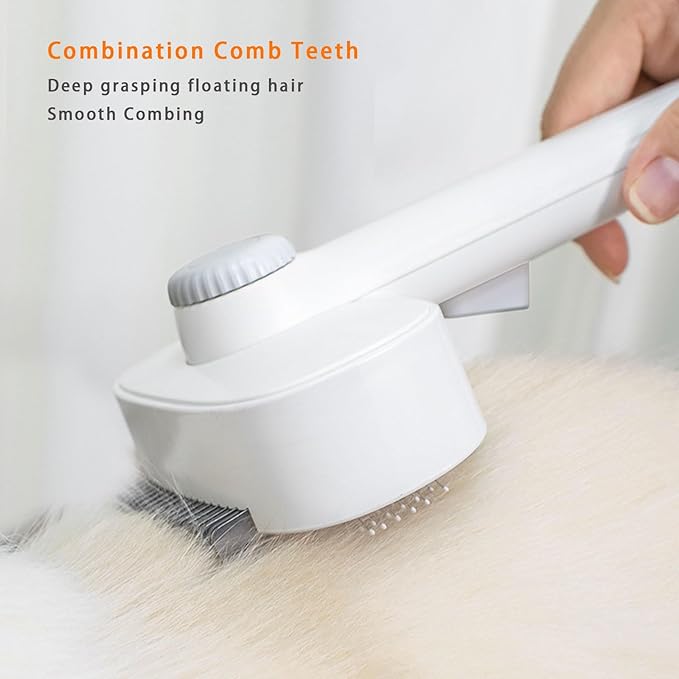 2-in-1 Dog & Cat Grooming Brush – Adjustable Deshedding Comb & One-Touch Clean | Skin-Safe Rake for Mats, Tangles, Shedding | Long/Short Hair Pets-Mewly Pet