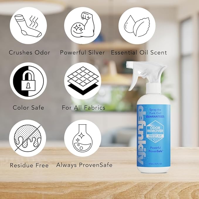 Odor Remover Spray, 16oz (2-Pack). 'Fresh Air' Essential Oil Odor Eliminator for Strong Odors on Fabric, Shoes, Activewear. 'ProvenSafe' Deodorizer for Pets, Kids & Sensitive Gear w/Ionic Silver-Mewly Pet