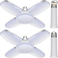 LED Garage Lights 2 Pack, New Upgrade 80W Deformable Shop Lights with 4 Adjustable Panels, E26/E27 LED Ceiling Light, 8000LM 6500K Hight Bay Light for Basement Warehouse Workshop