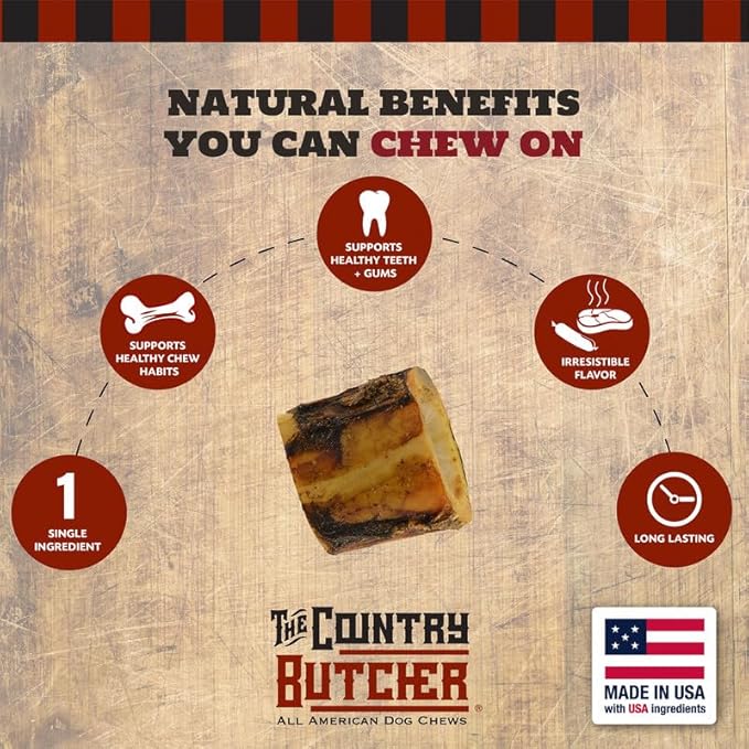 2" Beef Marrow Dog Bones for Aggressive Chewers, Small Breed Dog Treat, Natural, Tough, Chew Toy, Made in The USA, 6 Count-Mewly Pet