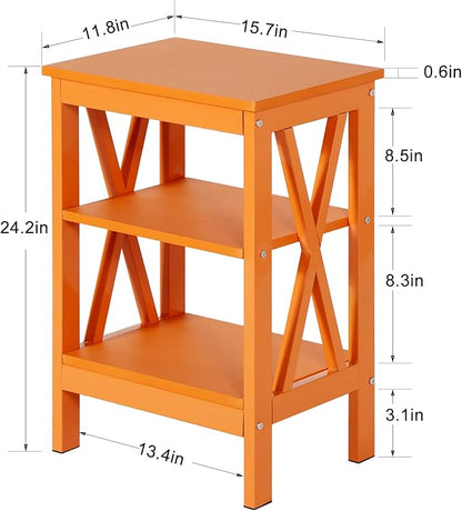 VECELO Modern Nightstands X-Design Side End Table Night Stand with Storage Shelf for Bedroom,Living Room,