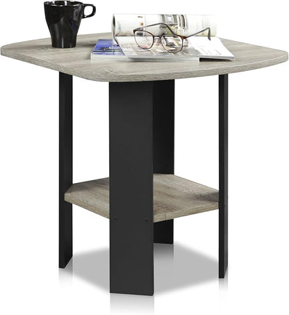Furinno SIMPLE DESIGN Side Table, 2-Tier End Table, Open Shelves Night Stand, Bedside Table, for Living Room, Bedroom, French Oak