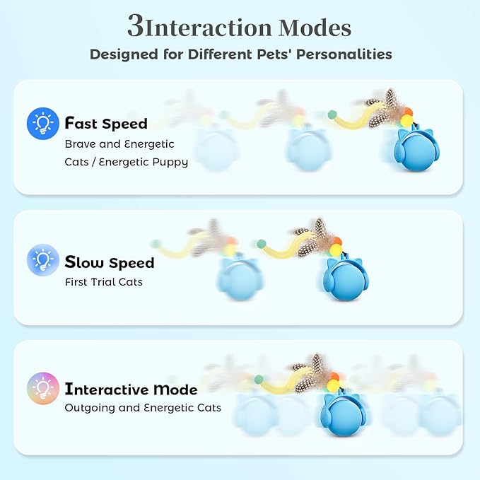 ORSDA Cat Toys for Indoor Cats, New Intelligent Voice Timing Touch Control Cats Ball, Simulate Mouse Sound Kitten Toy, Automatic Interactive Moving Cat Toy for All Ages-Mewly Pet