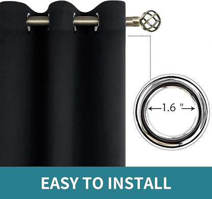 BGment Blackout Curtains for Bedroom - Grommet Thermal Insulated Room Darkening Curtains for Living Room, Set of 2 Panels, Each 46 x 84 Inch, Black