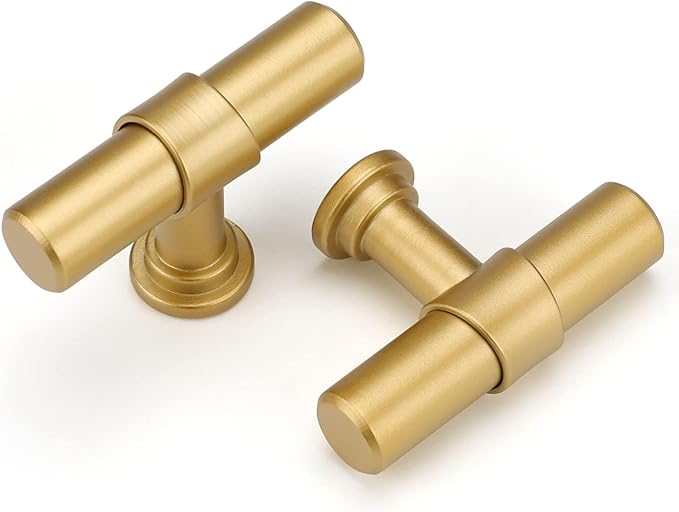 LONTAN 25 Pack Gold Cabinet Knobs Matte Gold Kitchen Cabinet Knobs for Dresser Drawers Brushed Gold T-bar Hardware for Dresser Bathroom