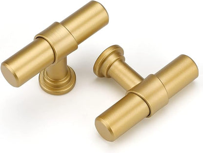 LONTAN 4 Pack Gold Cabinet Knobs Matte Gold Kitchen Cabinet Knobs for Dresser Drawers Brushed Gold T-bar Hardware for Dresser Bathroom