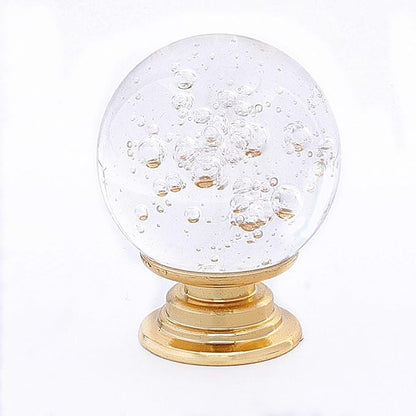 12pcs 30mm Cabinet Knobs with Screws Round Bubble Glass Vanity Knob Pulls for Kitchen Vanity Door, Bathroom, Cabinet, Office (Gold B Clear)
