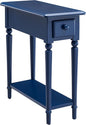 Leick Home Coastal End Table, Solid Wood, 1 Drawer, Bottom Display Shelf, Easy-Assembly, for Living Room/Bedroom, Navy, 23.5 in L x 10 in W x 24 in H, 20017-NV