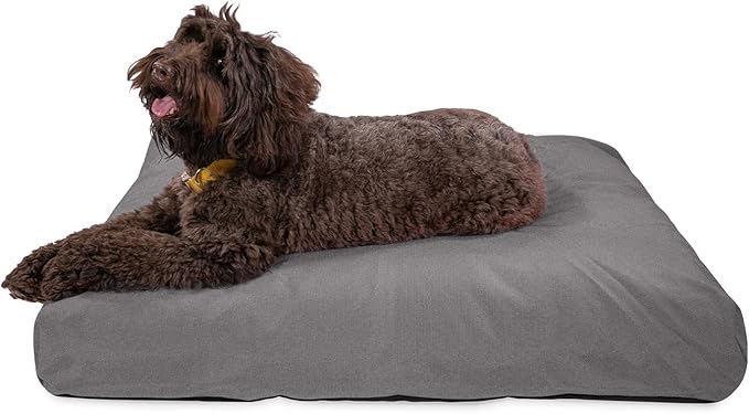 K9 Ballistics Tough Rectangle Pillow Dog Bed - Removable Cover, Washable, Durable & Water Resistant Bed for Big Dogs, Size: Large (40"x34"), Light Gray Velvet-Mewly Pet