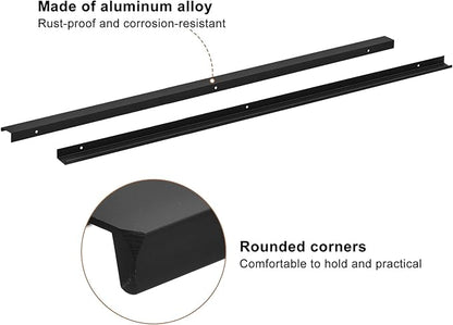 uxcell Cabinet Finger Edge Pull, 3pcs 800mm/31.5 Aluminum Alloy Back Mount Hidden Cabinet Pulls Concealed Handle for Home Kitchen Drawer Cabinet, Black