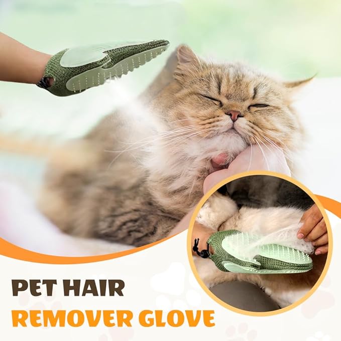 All-in-One Grooming Mist Glove for Pets, Upgrade Efficient Pet Hair Remover Gloves Grooming Spray Comb, Gentle Deshedding Efficient for Dogs & Cats (Blue)-Mewly Pet