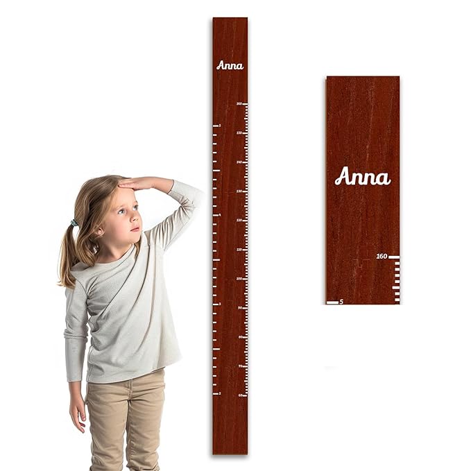 Personalized Growth Chart for Wall, Wooden Height Chart for Kids, Cute Height Measurement for Child/Girls/Boys, Baby and Toddler's Playroom/Kid's Room/Nursery Decor, Ruler