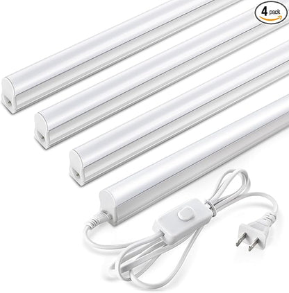 Pak 4FT LED Shop Lights, 2300LM 6500K Cool White, 20W Energy Efficient Linkable Ceiling and Under Cabinet Lighting, T5 Integrated Utility Fixture for Garage, Workshop, Basement, FCC Certified, 4 Pack