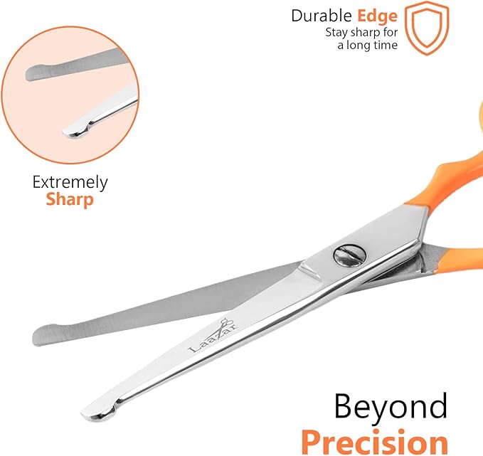 Professional Rounded Dog Scissors - Sharp Stainless Steel Blades with Colorful Handles, Safe and Easy-to-Use Pet Scissors for Long Lasting Grooming at Home-Mewly Pet