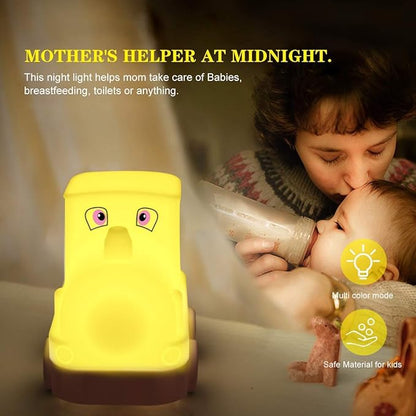 Night Light Kids with Cute Train Design Children's Room LED Bedside Lamp with Changeable RGB Colors Rechargeable Night Light Compatible with Touch Control & Remote Control - Train