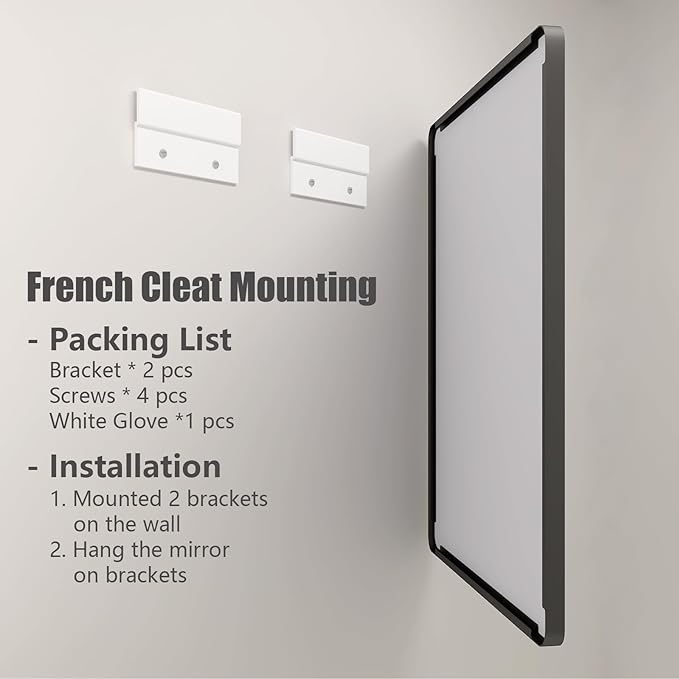 44x36 Inch Black Metal Framed Bathrrom Mirror for Wall, Black Matte Rounded Rectangle Bathroom Vanity Mirror, Anti-Rust, Tempered Glass, Hangs Horizontally or Vertically