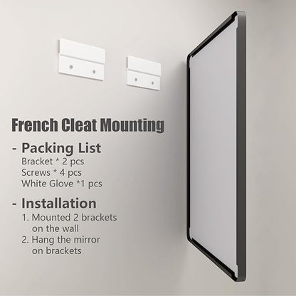 44x36 Inch Black Metal Framed Bathrrom Mirror for Wall, Black Matte Rounded Rectangle Bathroom Vanity Mirror, Anti-Rust, Tempered Glass, Hangs Horizontally or Vertically