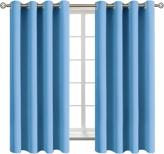 BGment Room Darkening Curtains 63 Inches Long - Grommet Thermal Insulated Drapes Window Treatment Curtains for Bedroom, 2 Panels, 52 x 63 Inch, Sky Blue
