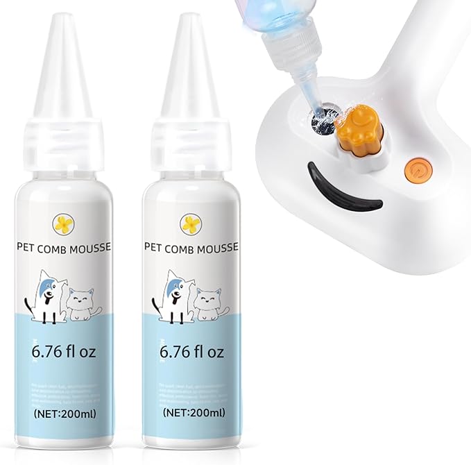 Pet Steam Brush Spray Refill for Dogs & Cats – Concentrated Waterless Shampoo, 3-in-1 Grooming Spray Comb Mist, 2*Shampoo(Steam Brush not Included)-Mewly Pet