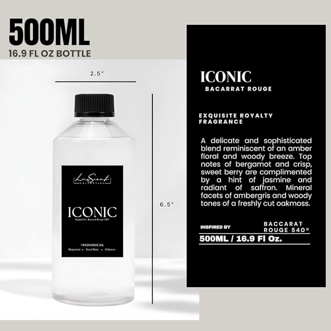 Iconic Aroma Diffuser Oil 500 ml - Scent Includes Bergamot, Sweet Berry & Oakmoss - Luxury Hotel Diffuser Oil - Oils for Aromatherapy - Fits in Any Diffuser