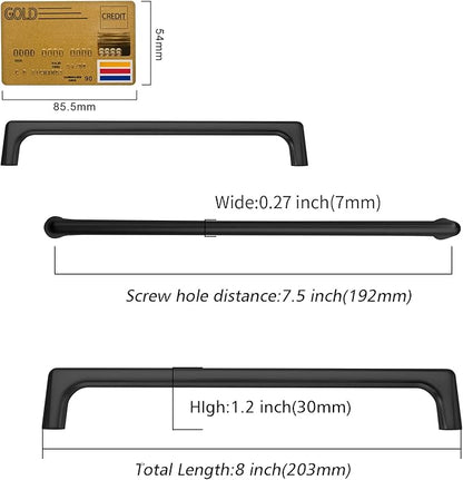 Amerdeco 10 Pack Matte Black Cabinet Pulls 7.5 Inch(192MM) Hole Centers Kitchen Cabinet Handles Hardware Kitchen Handles for Cabinets Cupboard Handles Drawer Pulls ZH0041
