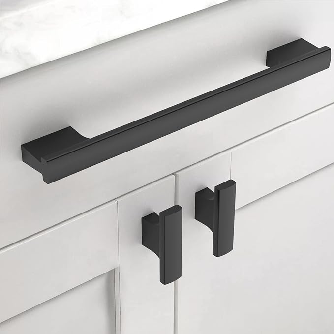 Asidrama 10 Pack 7 Inch(177mm) Matte Black Kitchen Cabinet Handles, Cabinet Pulls Kitchen Cabinet Hardware for Cupboard Drawer Pulls
