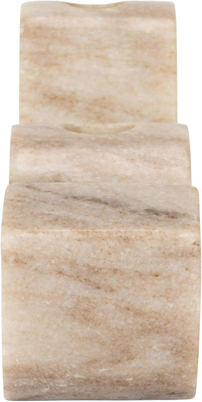 Bloomingville Marble Wave Double Taper Candle Holder, Beige