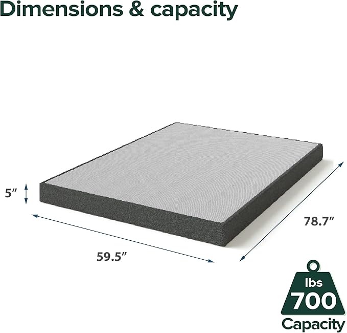 ZINUS 5 Inch Queen WonderBox(TM) Smart Box Spring, Quick Assembly Mattress Foundation, Durable Metal Frame, Grey