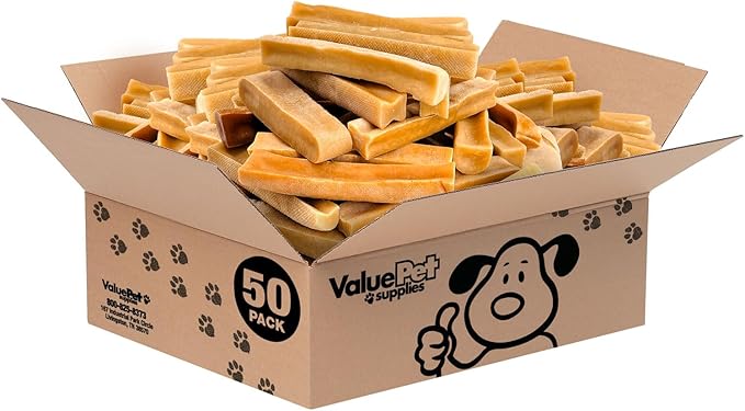 ValueBull Himalayan Yak Cheese Dog Chews, Large, 50 ct Wholesale Pack - Long Lasting for Aggressive Chewers, All Natural, Healthy & Safe, Low Odor Nepal Yak Milk Chews-Mewly Pet
