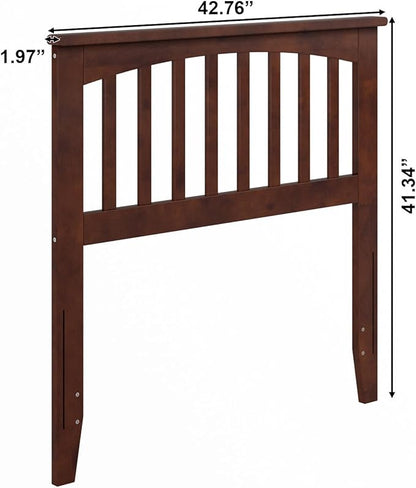 AFI, Mission Twin Solid Wood Headboard with Attachable Charger, Walnut