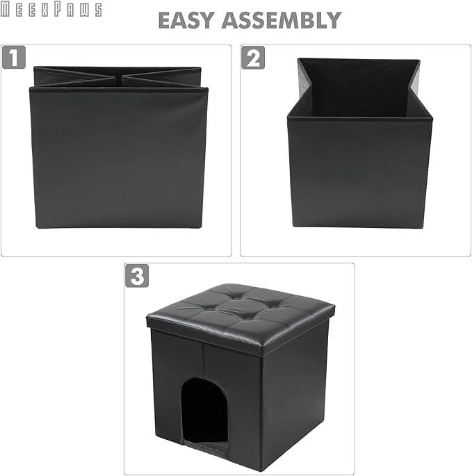 MEEXPAWS Cat Litter Box Enclosure Furniture Hidden, Cat Washroom Bench Storage Cabinet Small 19.7'' x 19.7'' x 19.7''| Dog Proof | Waterproof Inside | Easy Clean | Easy Assembly | Odor Control(Grey)-Mewly Pet