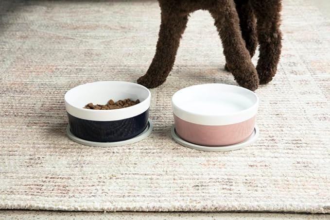 Waggo Dipper Ceramic Dog Bowl for Small and Large Breeds - Heavyweight and Durable Pet Food and Water Dish Crock, Dishwasher Safe, Modern (Cloud, Large)-Mewly Pet