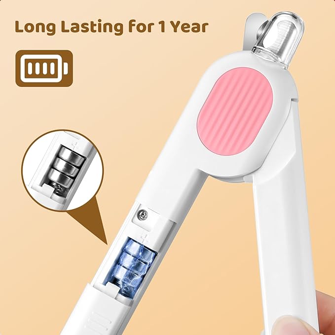 Odoland Cat Nail Clipper with LED Light and Nail File, Dog Claw Trimmer with Bright Light to Avoid Excessive Cutting - Pet Grooming Tool for Tiny Dog Cat Kitten Bunny Rabbit Pink-Mewly Pet