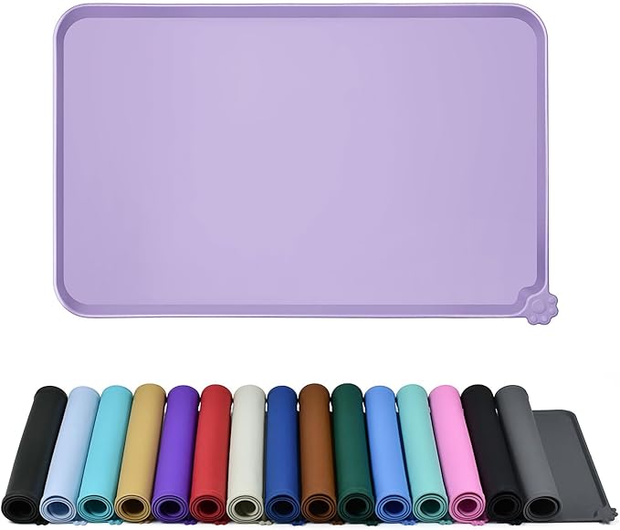 Waterproof Pet Feeding Mat with High Raised Edges, Heavier and Thicker Placemats for Cat Dog Water Bowl with BPA Free, Dogs Cats Food Mats for Messy Drinkers to Prevent Spill and Protect Floors-Mewly Pet