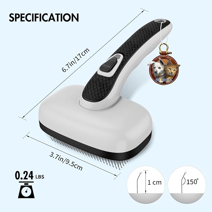 Dog Self Cleaning Slicker Brush for Shedding, Ideal for Short Long Haired Dogs, Including Cat. Removes Loose Fur, Undercoat, Mats, Tangled Hair. Suit for Large Medium Small Animal, Gray-Mewly Pet