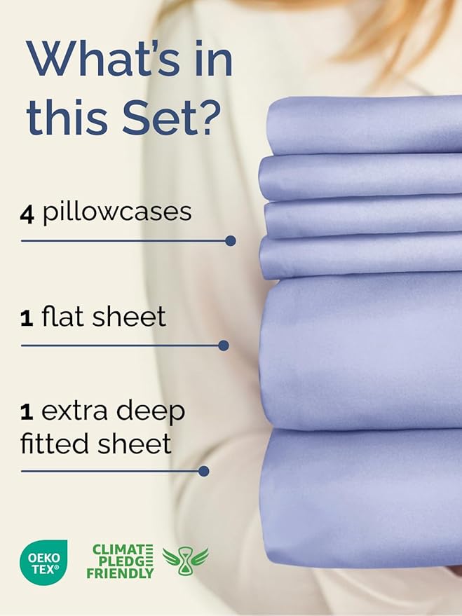 Extra Deep King Sheet Set - 6 Piece Breathable & Cooling Sheets - Hotel Luxury Bed Sheets Set - Easy & Secure Fit - Soft, Wrinkle Free & Comfy Sheets Set - Lavender Sheet Set with Extra Deep Pockets