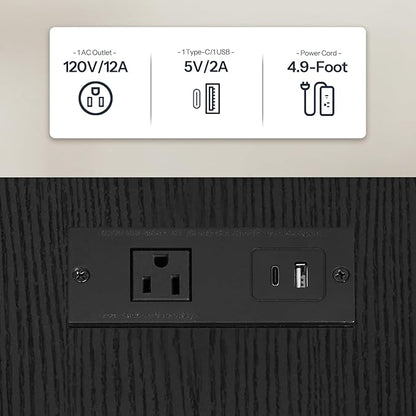 HOOBRO Side Table with Charging Station, Set of 2 End Tables with USB Port and Outlets, Nightstand with 2-Layer Storage Shelves for Small Spaces, Living Room, Bedroom, Black BK09UBZP201