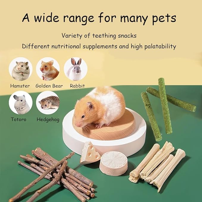 Guinea Pig Toys Apple Sticks, Tissimo Grass Sticks, Sweet Bamboo,Types of Combined Chew Toys,Pertain Chinchilla Squirrel Gerbil Hamster Squirrel Guinea Pigs-Mewly Pet