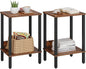 End Table, Side Table, Set of 2, Nightstands with 2-Tier Storage Shelves, Sofa Table for Small Space, Coach Table for Living Room Bedroom, Rustic Brown UTBT101F2