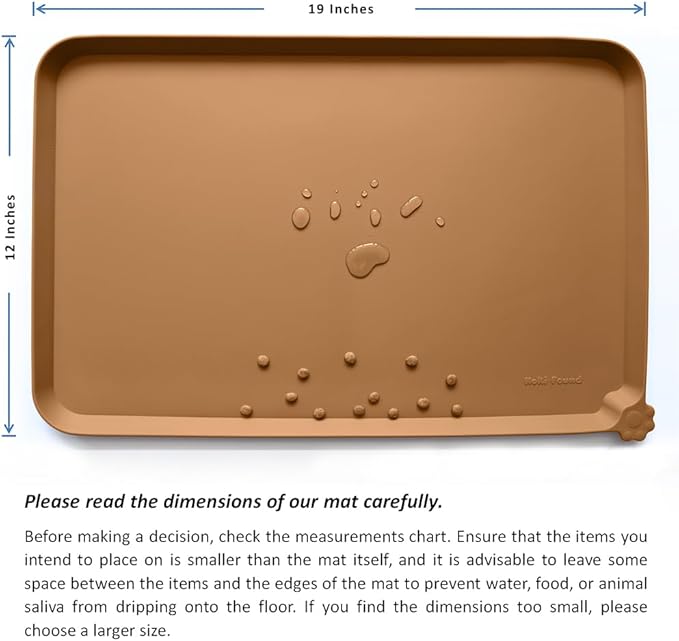 Hoki Found Silicone Pet Food Mats Tray - High-Lips Pet Dog Cat Bowl Mats - Dog Pet Cat Feeding Mat - Waterproof Dog Cat Food Mats -Pet Water Mats for Floors - Butterscotch-Mewly Pet