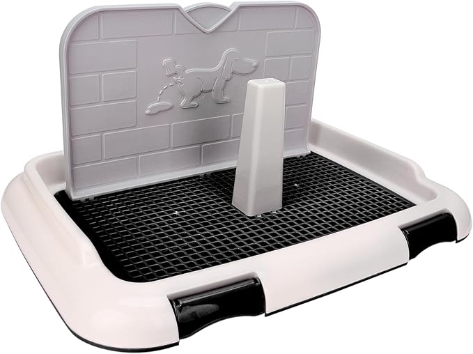 Indoor Dog Potty Tray - Miniature Poodle Pad Holder, Anti-Slide Plastic Potty for Small & Medium Dogs (Black)-Mewly Pet